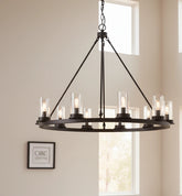 Ondra Round Clear Glass Chandelier 36"